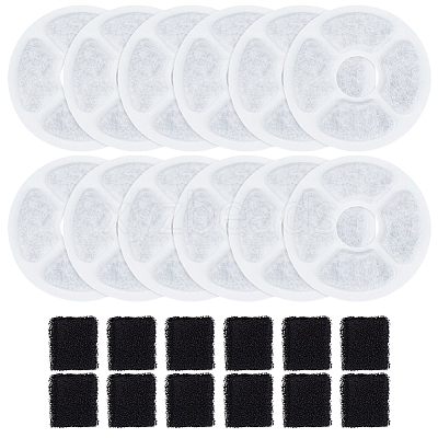 24Pcs 2 Styles Donut Shape & Rectangle Activated Carbon & Non-woven Fabrics Sheet for Pet Water Dispenser Filter Cartridge AJEW-OC0014-71-1