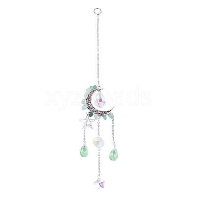 Moon & Star Alloy Hanging Ornaments HJEW-TADJ0023-1