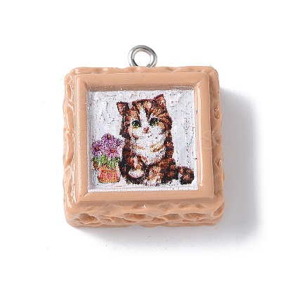 Opaque Resin Pendants RESI-Z033-02P-E-1
