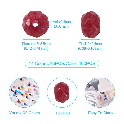 490Pcs 14 Colors Imitation Jade Glass Beads Strands GLAA-CD0001-13-1