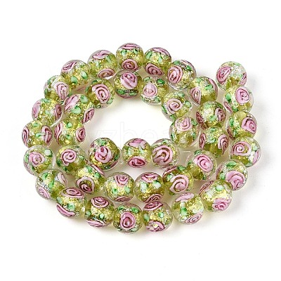 Handmade Foil Glass Beads Strands FOIL-N033-04D-1