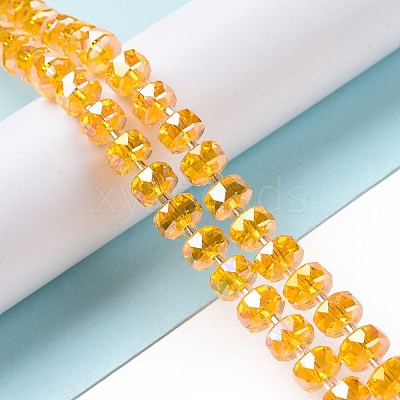 Electroplate Transparent Glass Beads Strands EGLA-H101-03C-1