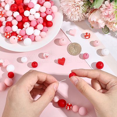 136Pcs Silicone Beads SIL-PA0001-52-1