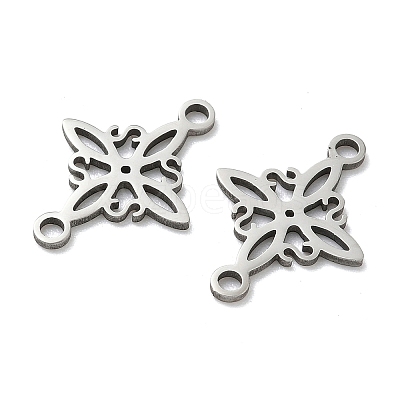 304 Stainless Steel Rhombus Flower Connector Charms STAS-G361-04P-1