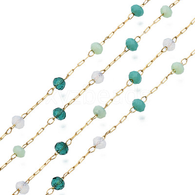 Glass Faceted Round Beaded Chains CHS-N003-07-1