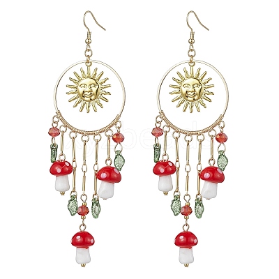 Golden 304 Stainless Steel Sun Chandelier Earrings EJEW-JE05674-02-1