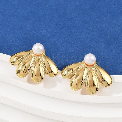 304 Stainless Steel ABS Plastic Pearl Stud Earrings STAS-D368-01D-G-1