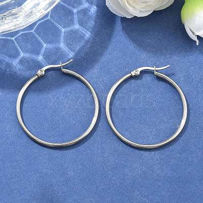 Tarnish Resistant 304 Stainless Steel Hoop Earrings X-EJEW-F105-08P-1