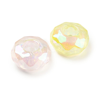 UV Plating Rainbow Iridescent Acrylic European Beads MACR-P040-01-1