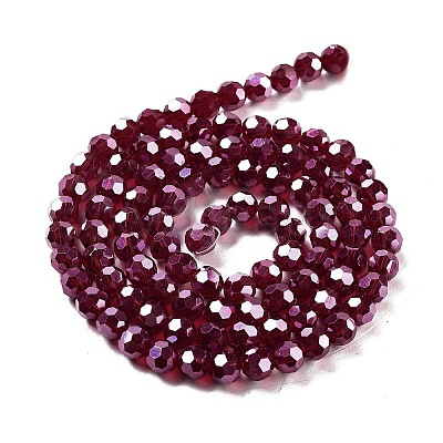 Electroplate Transparent Glass Beads Strands EGLA-A035-T6mm-A02-1