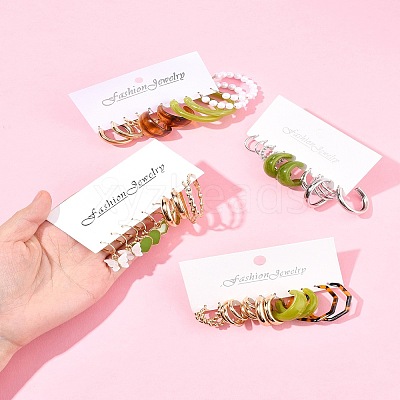5 Sets 5 Colors Alloy Hoop Earring Sets EJEW-FS0001-23A-1