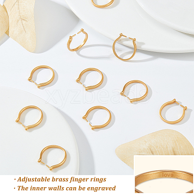 10Pcs Adjustable Brass Finger Rings Components KK-AR0002-62-1