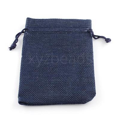 Polyester Imitation Burlap Packing Pouches Drawstring Bags ABAG-R005-9x7-12-1