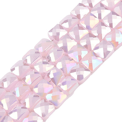 Electroplate Opaque Solid Color Glass Beads Strands X-EGLA-N002-42-01-1