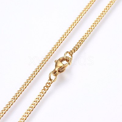 304 Stainless Steel Curb Chain Necklaces MAK-L015-32E-1