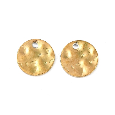 Ion Plating(IP) 304 Stainless Steel Textured Disc Charms STAS-Q336-11C-G-1