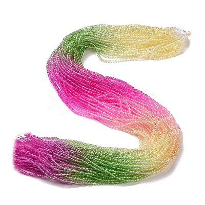 Transparent Gradient Color Glass Beads Strands GLAA-G101-2mm-09-1
