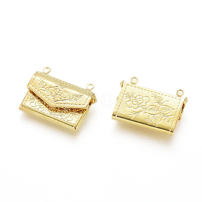 Brass Locket Pendants X-KK-G386-11G-1