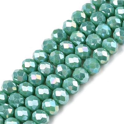 Electroplate Glass Beads Strands EGLA-A044-P6mm-B31-1