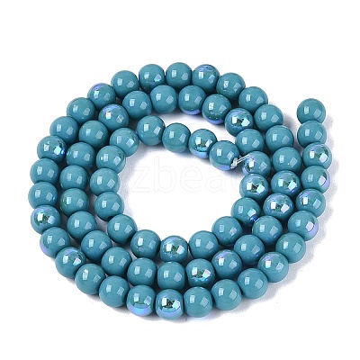 Electroplate Opaque Glass Beads Strands EGLA-Q132-6MM-01C-09-1