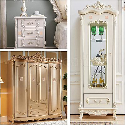 Natural Solid Wood Carved Onlay Applique Craft WOOD-FH0001-35-1