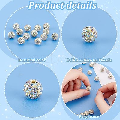200Pcs Pave Disco Ball Beads RB-PH0001-50B-1