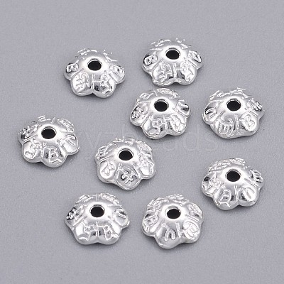 6-Petal Tibetan Style Alloy Flower Bead Caps TIBE-S220-S-RS-1