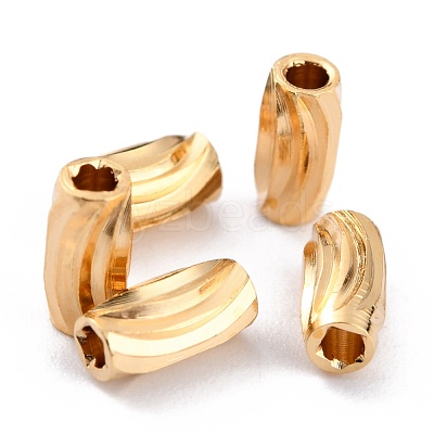 Brass Corrugated Beads KK-O133-210B-G-1