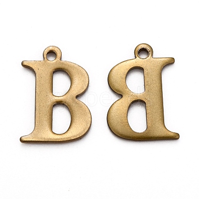 304 Stainless Steel Alphabet Charms STAS-H122-B-AB-1