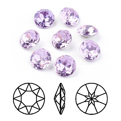 Pointed Back & Back Plated Glass Rhinestone Cabochons RGLA-J012-10mm-371-1