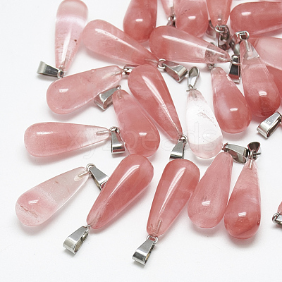 Cherry Quartz Glass Pendants G-T081-19-1