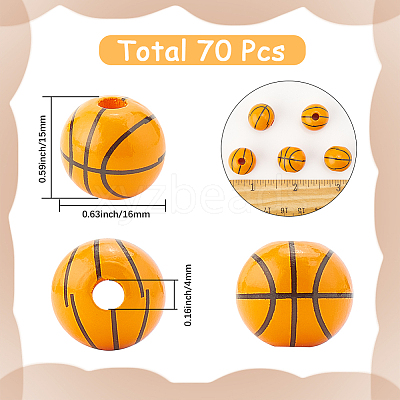 70Pcs Painted Natural Wood European Beads WOOD-SC0002-09-1
