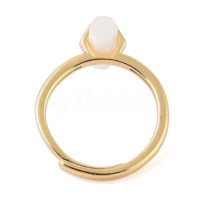 Double Pointed Hexagonal Prism Natural Moonstone Adjustable Rings for Women RJEW-G327-01G-02-1