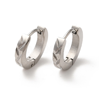 Non-Tarnish 304 Stainless Steel Grooved Hoop Earrings EJEW-P255-03P-1
