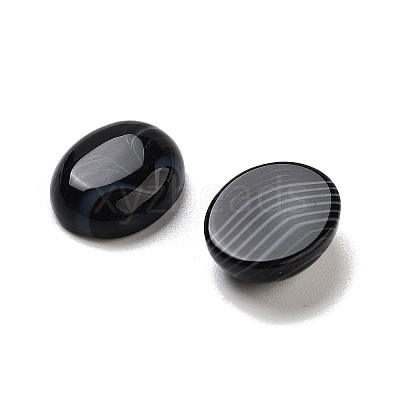 Natural Dyed & Heated Black Agate Cabochons G-G145-01A-31-1