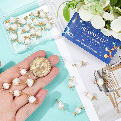 30Pcs Natural Cultured Freshwater Pearl Connector Charms PALLOY-SC00002-1