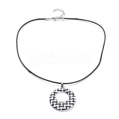 Raffia Woven Pendants Necklaces NJEW-JN02357-1