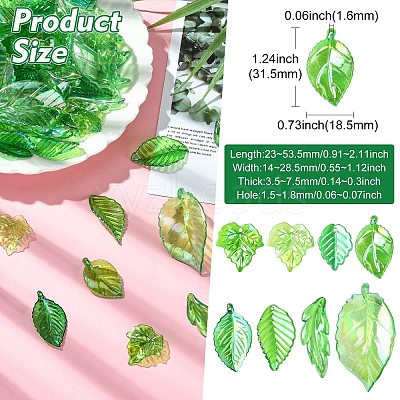 160Pcs 8 Styles UV Plating Acrylic Pendants OACR-CJ0002-55-1