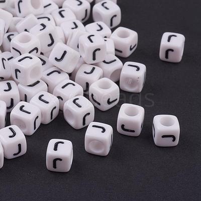 Acrylic Horizontal Hole Letter Beads PL37C9308-J-1