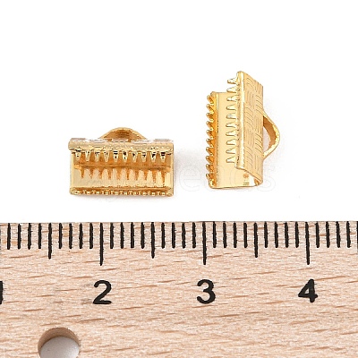 SHEGRACE Brass Ribbon Crimp Ends XGR0062G-57G-1