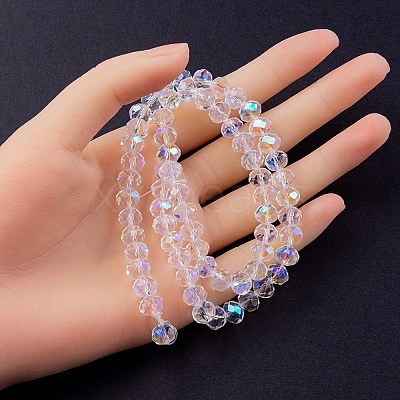 Electroplate Transparent Glass Beads Strands EGLA-YW0001-65B-1