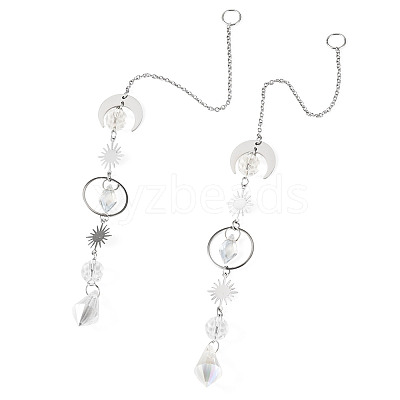 Glass Hanging Suncatchers HJEW-TADJ0005-1