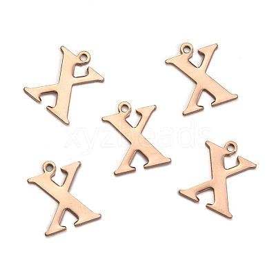Ion Plating(IP) 304 Stainless Steel Alphabet Charms STAS-H122-X-RG-1