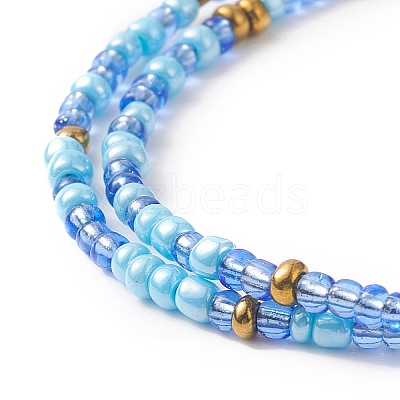 Glass Seed Beaded Two Loops Wrap Bracelet for Women BJEW-JB09216-1
