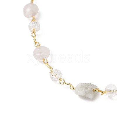 Handmade Natural Morganite Beaded Chains Earring & Necklaces Sets SJEW-JS01342-01-1