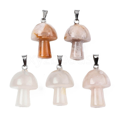 Natural Cherry Blossom Agate Pendants G-N0325-10H-1