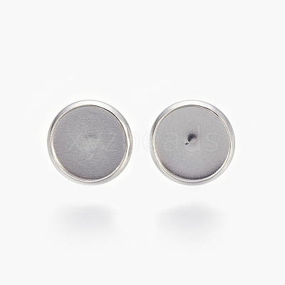 Non-Tarnish Eco-Friendly 316 Surgical Stainless Steel Stud Earring Settings X-STAS-F181-01P-10mm-1