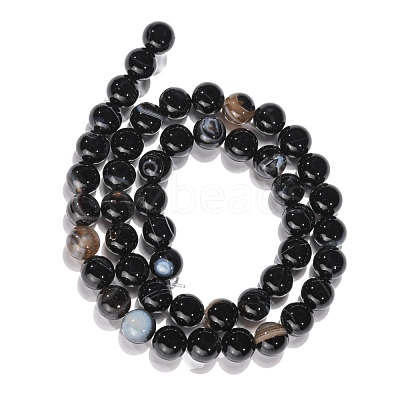Natural Black Agate Beads Strands X-G-G391-8mm-01-1