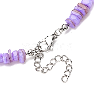 Dyed Natural Freshwater Shell Nuggets Beaded Necklaces NJEW-JN05488-03-1