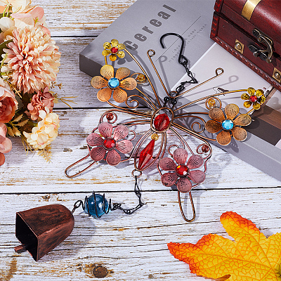 Butterfly Glass & Acrylic Wind Chimes HJEW-WH0042-89-1